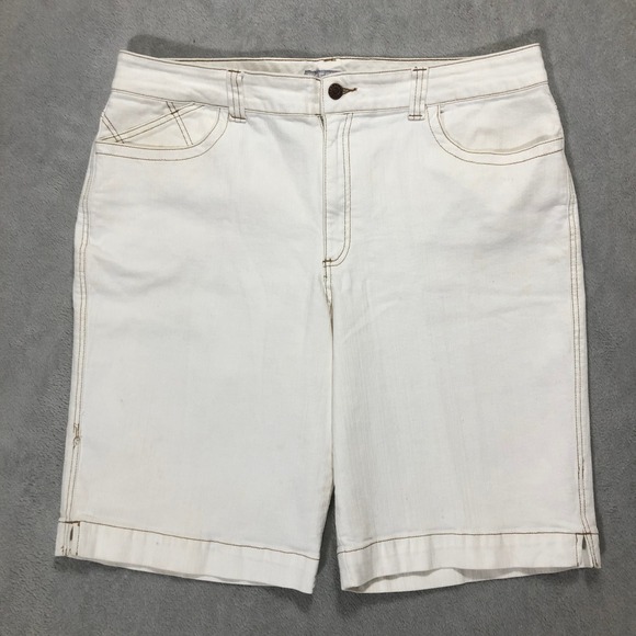 Chico's White Denim Bermuda Shorts High Waist‎ Casual Summer Womens Size 16 - Picture 1 of 7
